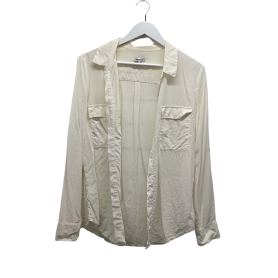 Marcs Size 12 Button Up Cream 100% Silk Top