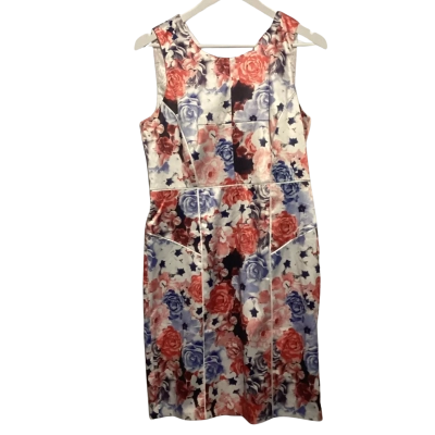 Basque Womens  Size 10 Casual Dress Blue / Floral / Red 