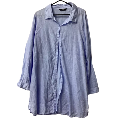 Sara Womens  Size 22 Long Sleeve linen Shirt Blue J