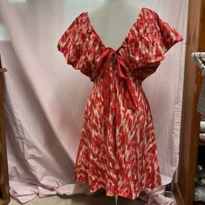 Morrison Womens  Size 12 Mini Dress Burnt Orange / Pattern / Pink  / Red / White 