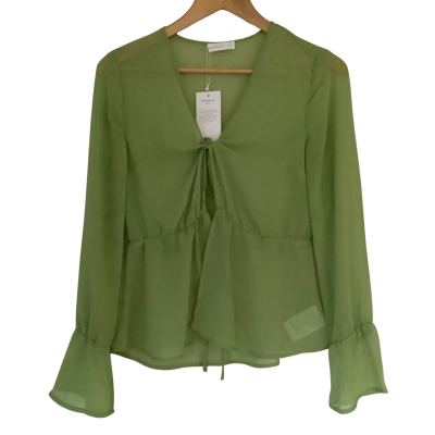 BNWT**Kookai.   Daiquiri Green Sheer Tie Top.    Size 38 