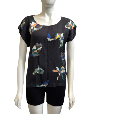 ELK Womens  Size S Patterned Short Sleeve Top Multicoloured