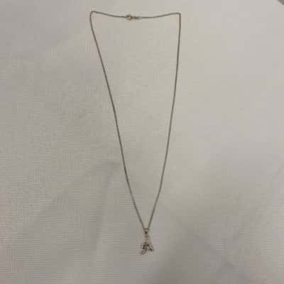 925 Marked Unisex Chain + Initial A Pendant 