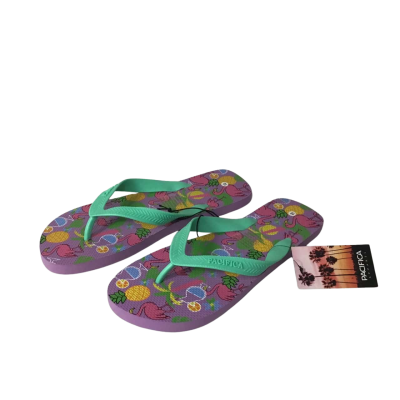 Pacifica Size 10 Pink / Multicoloured Flamingo Pattern Thongs (new)