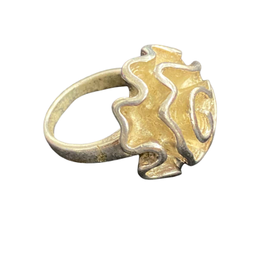  Womens Stirling silver crumpled rose Ring J