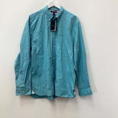 New-Tommy Hilfiger Mens  Size XXXL Long Sleeve Shirt Blue / Turquoise 