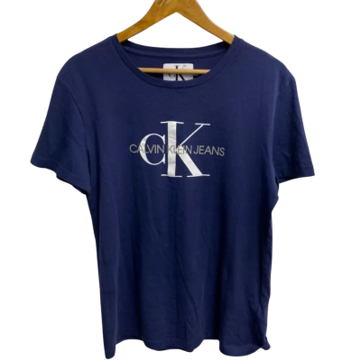 Calvin Klein Jeans Womens  Size L Short Sleeve Shirt Navy Blue 