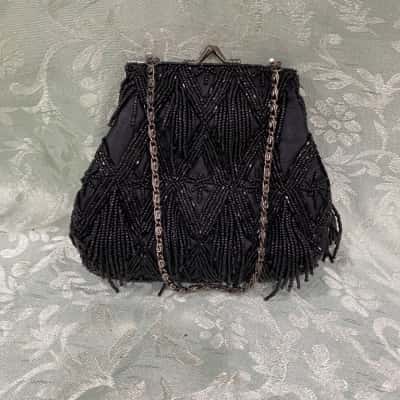 Womens Olga Berg Beaded Evening Bag Black  