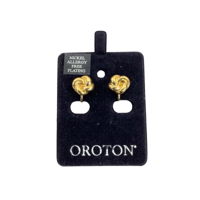 Vintage Oroton Womens Clip On Earrings Gold Tone with Box 