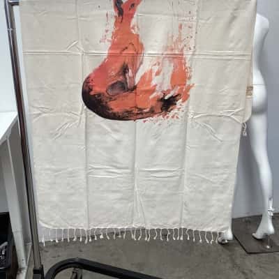 Atolyia Turkish throw/towel with crème with Fox  print 