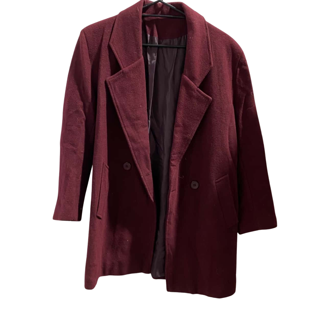 Womens Winter 3/4 Jacket. Maroon . 70 wool. 114 cm chest. double