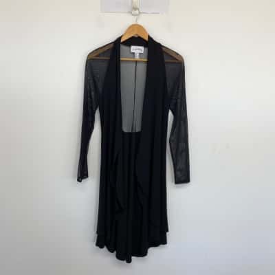 Joseph Ribkoff Black Mesh Longline Cardigan Size 10 