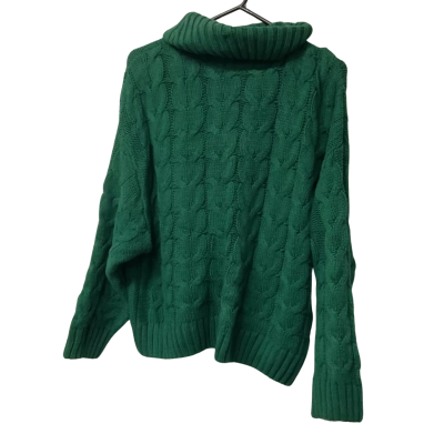 Womens Decjuba Size M Cable Knit Jumper Green 
