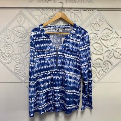 Rockmans Womens  Size S 3/4 Sleeve Top Blue 