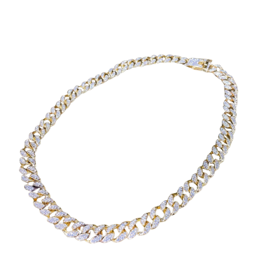 Elegant Gold Plated Crystal Dog Chain Collar Large 57cm Long 