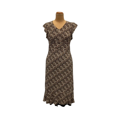 Anna Thomas Womens  Printed Viscose Crepe Dress Size 8 Brown