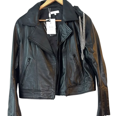 Wayne Cooper Womens  Size 10 Leather Jacket Black New With Tags  