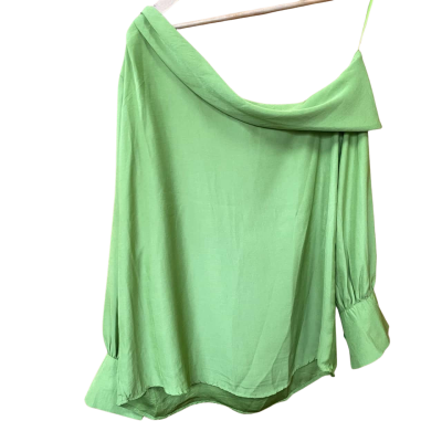 Katies Bright Green Off-Shoulder Satin Top Size 10