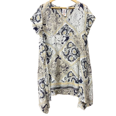 Queen of Everything Womens Size 3 Blue Pattern Silk Dress