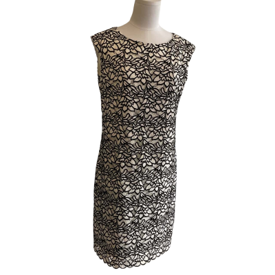 Pingpong Womens Dress- Size 12 Black  / Pattern / White 