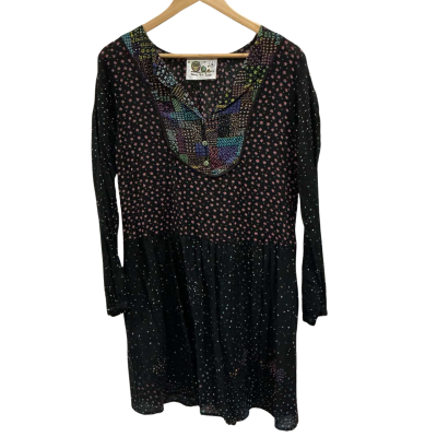 Owls Peace + Love black cotton dress, Size S