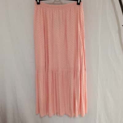 Fria Womens  Size 14 Maxi Skirt Coral / Polka Dot / White 