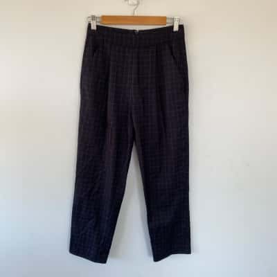 Alpha60 Navy Blue Checked Chinos Pants  Size XS 