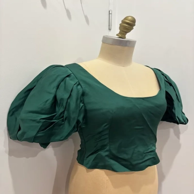 Frame Denim Womens  Size S Puffed Sleeve Shirt Green 