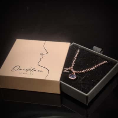 "Onecklace" Jewellery Rose Gold Plated Anklet With Mauve Crystal Bezel Cut Stone & 'N' For Nicole (see pics) In Original Box