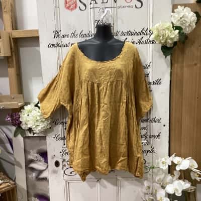  Di Moda By Jane Brand! MADE IN ITALY! SUMMER RUSTIC STYLE DRESS! Womens  Size One Size Babydoll Dress / Mini Dress Mustard / Yellow 