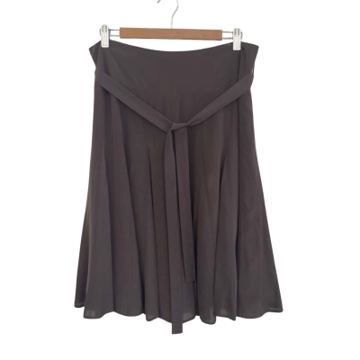Witchery Silk Womens  Size 12 Midi Skirt / Pleated Skirt Brown 