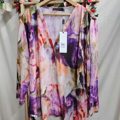 Womens Mirrors Multicoloured Pattern Top Size 22 RRP $129.00