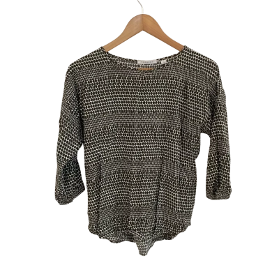 Trenery Womens  Size M 3/4 Sleeve Top Green / White 