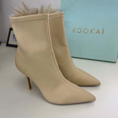 Kookai Cream Pointed-Toe Stiletto Ankle Boots  Size 40 