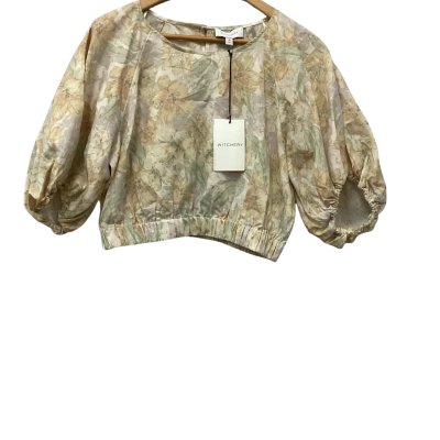 Witchery Womens  Size 14 Cropped Top Coral / Floral / Green 