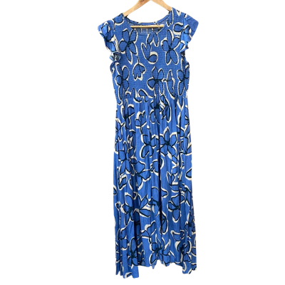 Mister Zimi Blue Floral Shirred Dress Size 12