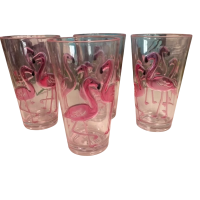 Flamingo Tumblers Set/4 Plastic