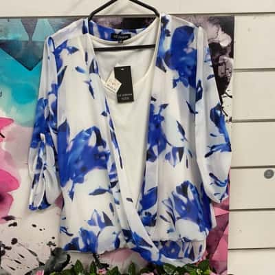 Womens Liz Jordon Cami/Top Size S Blue Floral