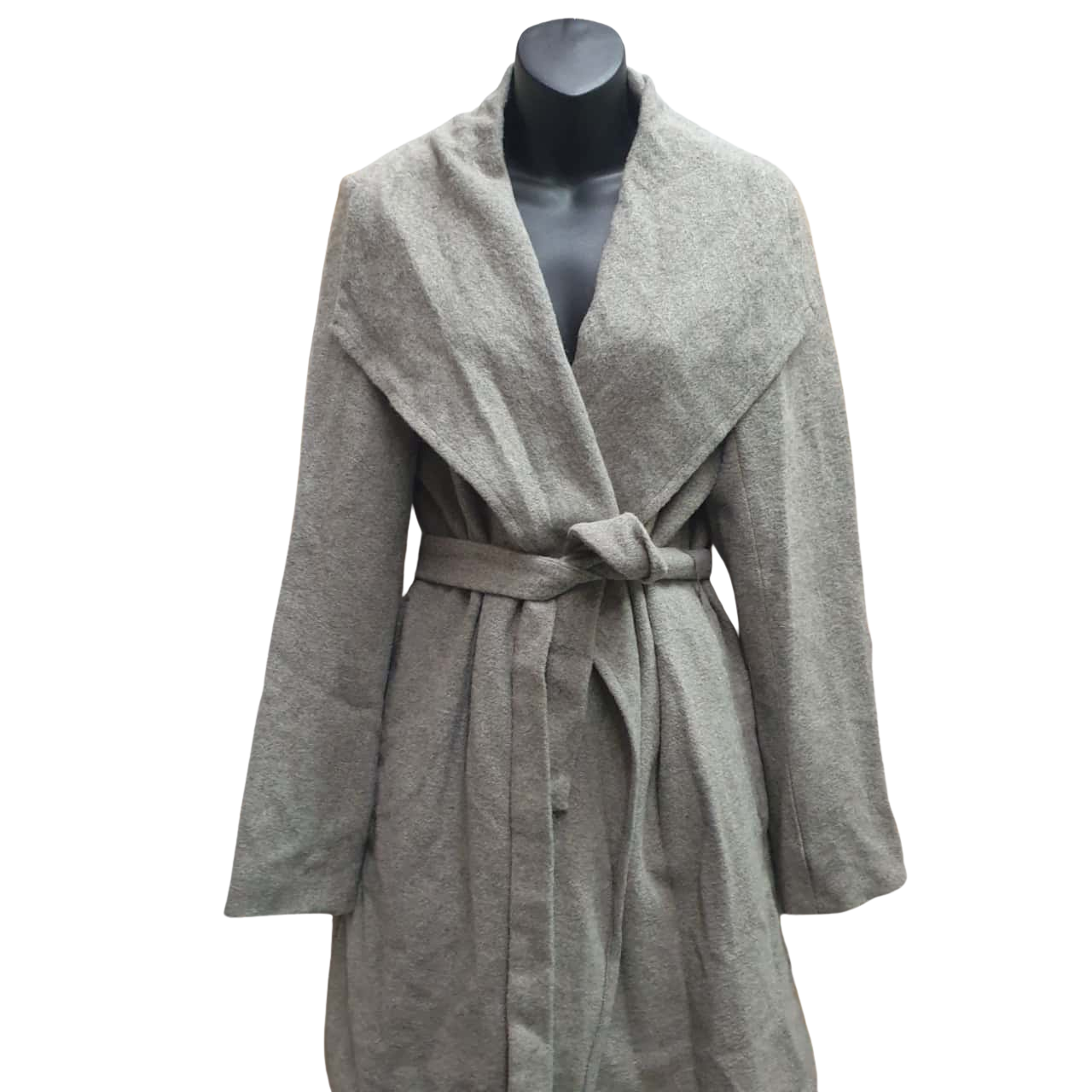 New With Tags KHOKO Collection Size 12 Grey Wool Blend Coat With Self