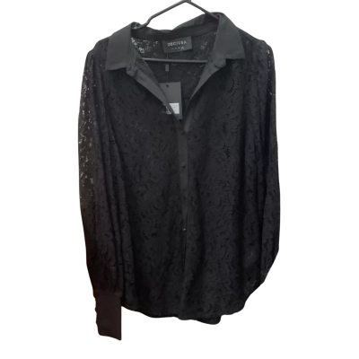 Womens Decjuba Size 14 Long Sleeve Shirt Black  