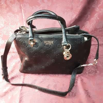 Guess Womens Black  gold hardware handbag 