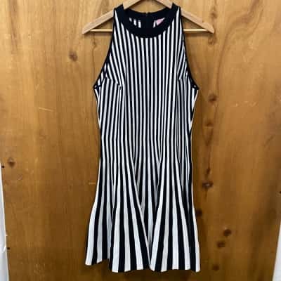 Ted Baker Black/White Striped Dress Size 4