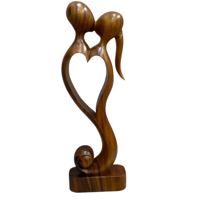 Hand Carved Wooden Sculpture- Everlasting Kiss