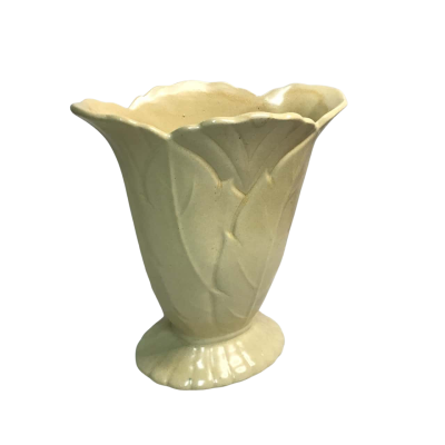 White 1930-1940 Leaf Embossed Ceramic Vase