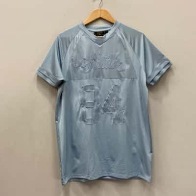  SikSilk Retro Sport Football Tech Jersey Mens  Size L Blue / Grey 