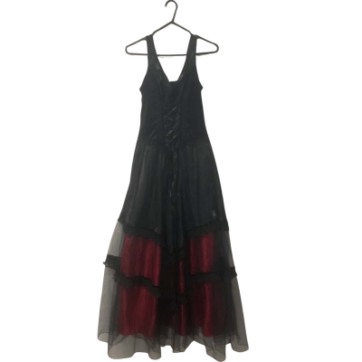 Womens Sinister Size XL Gothic Long Sleeveless Dress Black  / Red 