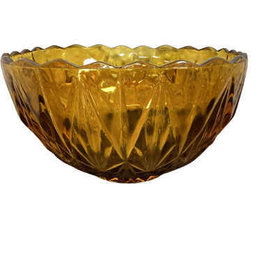 Vintage Amber Pressed Glass Punch bowl