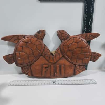 Fijian Hand Crafted Turtle Woodcraft Sign Wall Art As New Tags 