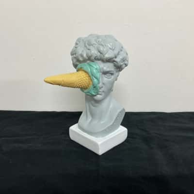 Abstract ‘Ice Cream Smashing David’ Bust Statue 