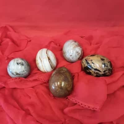 Set a five colorful heavy eggs  shaped  gemstone polished Rocks